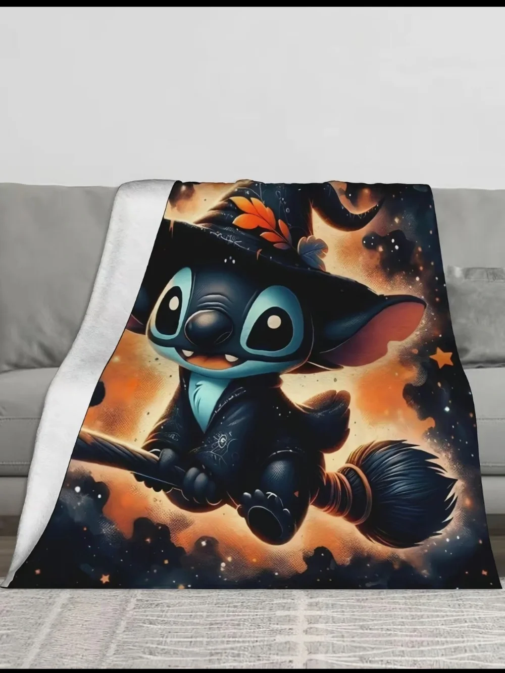 NWT- Large- Disney- Halloween Witch Stitch Super Soft Throw Blanket 60x80